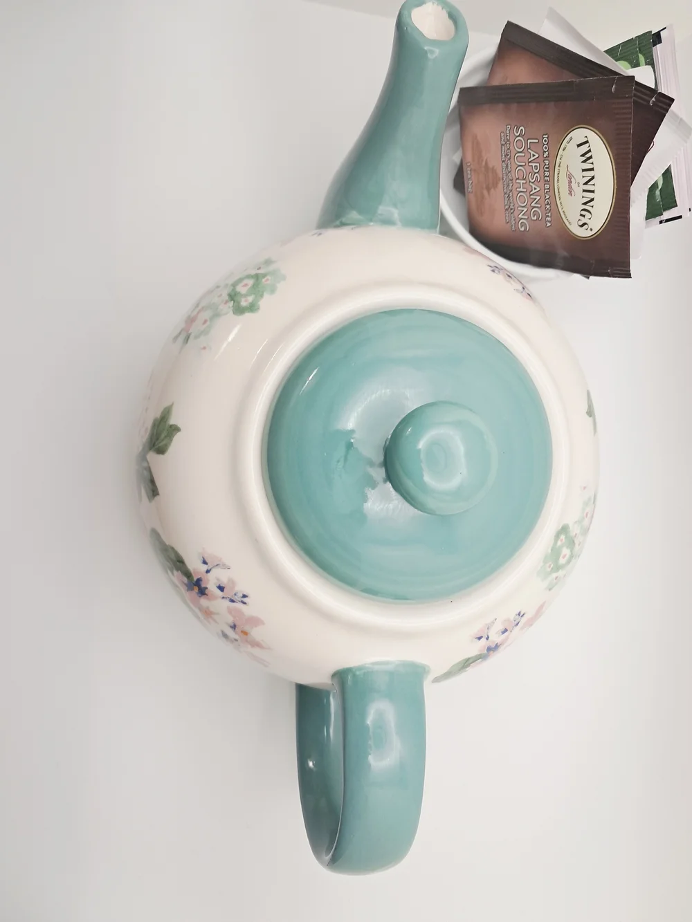 Pioneer Woman Country Garden Floral Ceramic Teapot & Ramakin with Assorted Tea